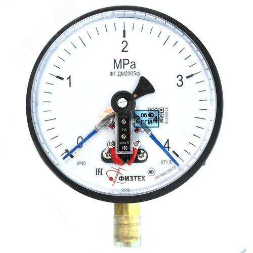 Изображение товара Манометр электроконтактный ДМ2005ф исп V 0-4 МПа кт.1.5 d.160 IP40 M20*1.5 РШ (шт)