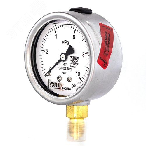 Изображение товара Манометр виброустойчивый ДМ8008-ВУф исп 1 0-10 МПа кт.1.5 d.63 IP54 M12*1.5 РШ ВуСл (шт)
