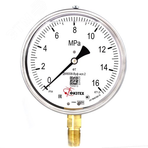 Изображение товара Манометр виброустойчивый ДМ8008-ВУф исп 2 0-16 МПа кт.1.0 d.160 IP54 M20*1.5 РШ ВуГл (шт)