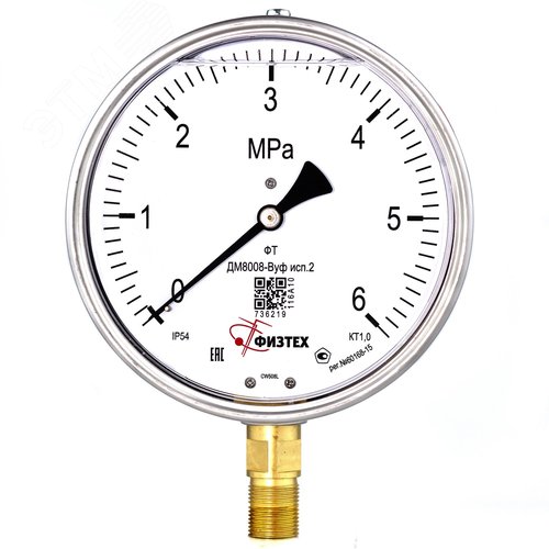 Изображение товара Манометр виброустойчивый ДМ8008-ВУф исп 2 0-6 МПа кт.1.0 d.160 IP54 M20*1.5 РШ ВуСл (шт)