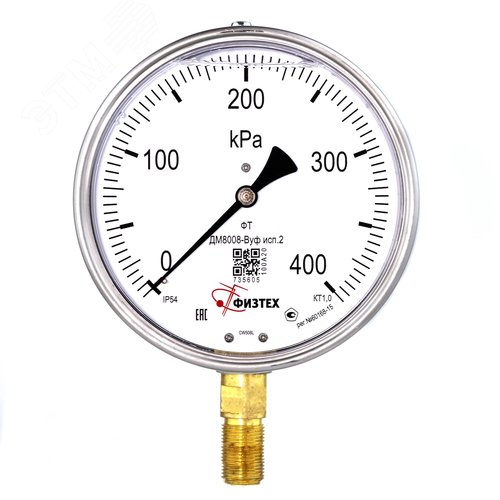 Изображение товара Манометр виброустойчивый ДМ8008-ВУф исп 2 0-400 кПа кт.1.0 d.160 IP54 M20*1.5 РШ ВуСл (шт)