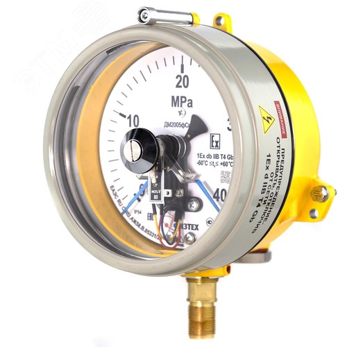 Изображение товара Манометр электроконтактный взрывозащищенный ДМ2005ф Сг 1Exd исп V 0-40 МПа кт.1.5 d.160 IP54 M20*1.5 РШ (шт)