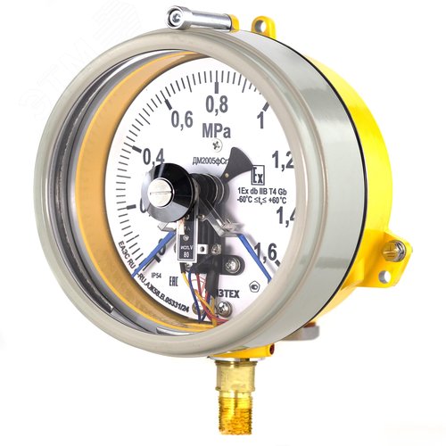 Изображение товара Манометр электроконтактный взрывозащищенный ДМ2005ф Сг 1Exd исп V 0-1.6 МПа кт.1.5 d.160 IP54 M20*1.5 РШ (шт)