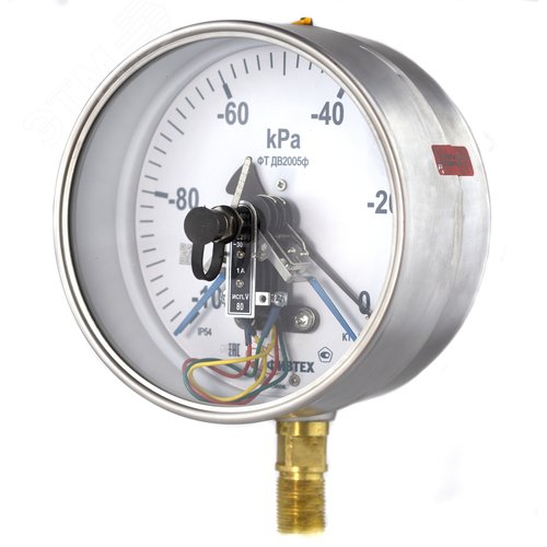 Изображение товара Вакуумметр электроконтактный пылевлагозащищенный ДВ2005ф исп V -100…0 кПа кт.1.5 d.160 IP54 M20*1.5 РШ SG (шт)