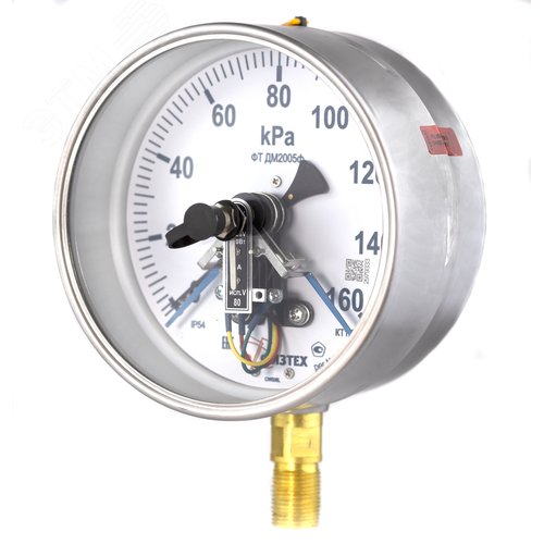 Изображение товара Манометр электроконтактный пылевлагозащищенный ДМ2005ф исп V 0-160 кПа кт.1.5 d.160 IP54 M20*1.5 РШ SG (шт)