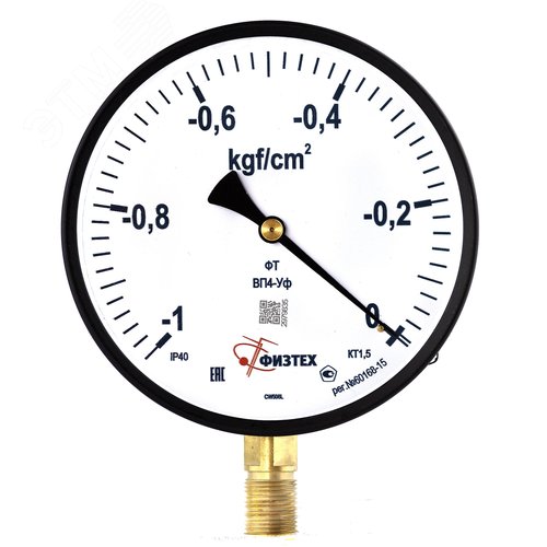 Изображение товара Вакуумметр общетехнический ВП4-Уф -1…0 кгс/см2 кт.1.5 d.160 IP40 M20*1.5 РШ (шт)