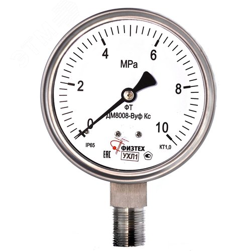 Изображение товара Манометр коррозионностойкий ДМ8008-ВУф Кс 0-10 МПа кт.1.0 d.100 IP65 M20*1.5 РШ SG Б/запол (шт)