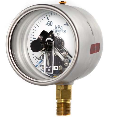Изображение товара Вакуумметр электроконтактный пылевлагозащищенный ДВ2010ф исп V -100…0 кПа кт.1.5 d.100 IP54 M20*1.5 РШ SG (шт)