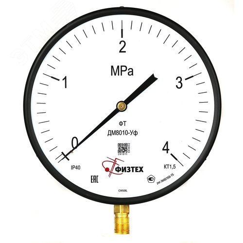 Изображение товара Манометр котловой ДМ8010-Уф 0-4 МПа кт.1.5 d.250 IP40 M20*1.5 РШ (шт)