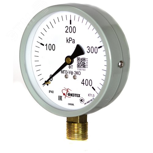 Изображение товара Манометр общетехнический МП3-Уф_исп_ЭКО 0-400 кПа кт.1.5 d.100 IP40 M20*1.5 РШ (шт)