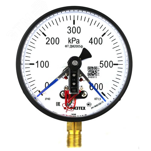 Изображение товара Манометр электроконтактный ДМ2005ф исп V 0-600 кПа кт.1.5 d.160 IP40 M20*1.5 РШ (шт)