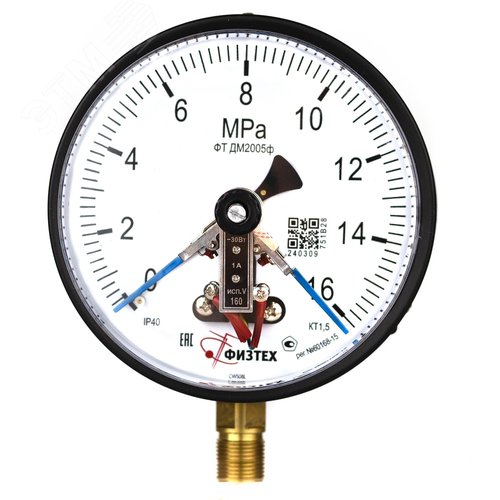 Изображение товара Манометр электроконтактный ДМ2005ф исп V 0-16 МПа кт.1.5 d.160 IP40 M20*1.5 РШ (шт)
