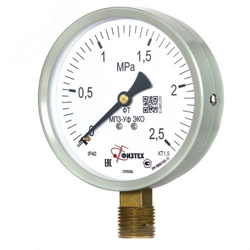 Изображение товара Манометр общетехнический МП3-Уф_исп_ЭКО 0-2.5 МПа кт.1.5 d.100 IP40 G1/2 РШ (шт)