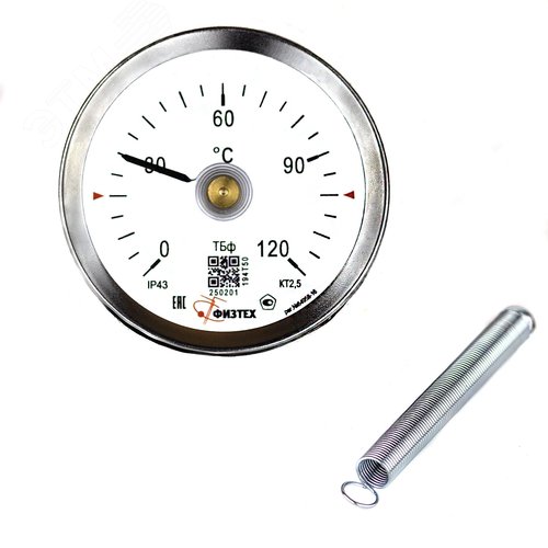 Изображение товара Термометр накладной ТБф-120Н 0…120 С кт.2.5 d.63 IP43. с пружиной (шт)