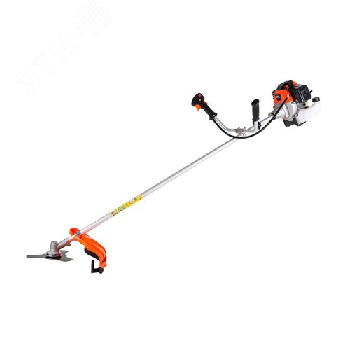 Изображение товара Триммер бензиновый (2,3л.с, 52 см, 2-т, диск 3 зуб, ремень, неразъемная штанга) (шт)