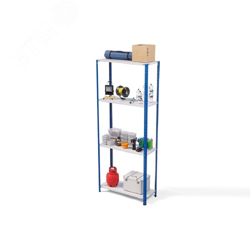 Изображение товара Стеллаж металлический ГТС_ТС Лайт, 2000x1000x400, Полки: 4 шт. синие стойки (шт)