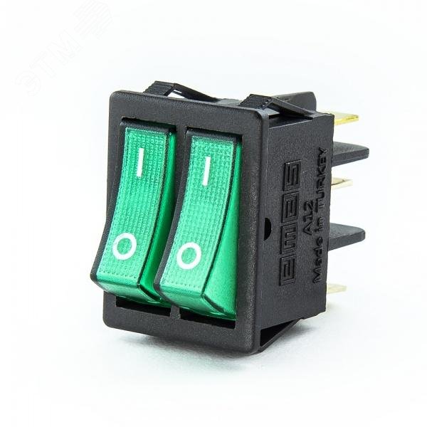 Изображение товара Двухклавишный выключатель с подсветкой 30х22мм IP50 EMAS