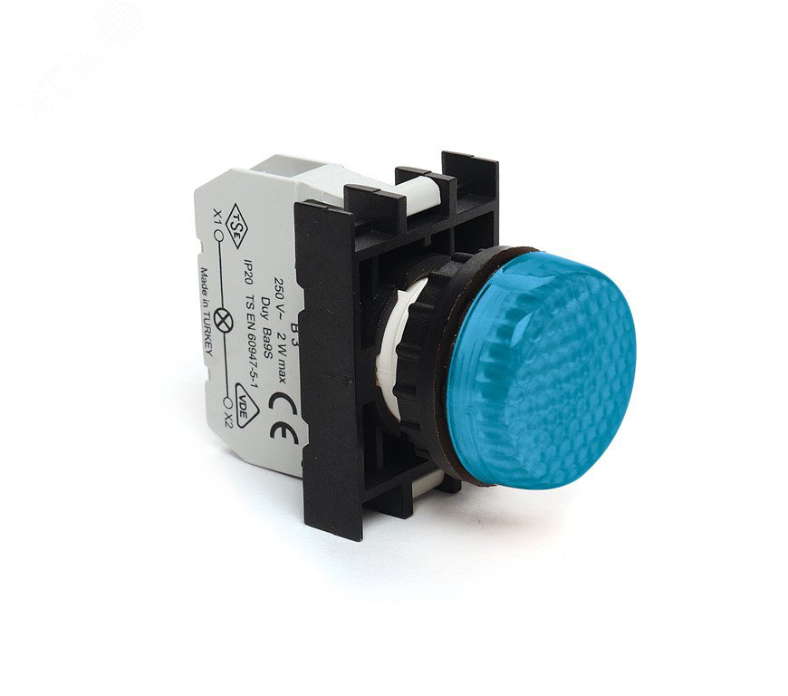 Изображение товара Сигнальная арматура с блоком подсветки B7 (синий светодиод, 12-30В AC/DC), красный цвет, серия B, IP50 (шт)