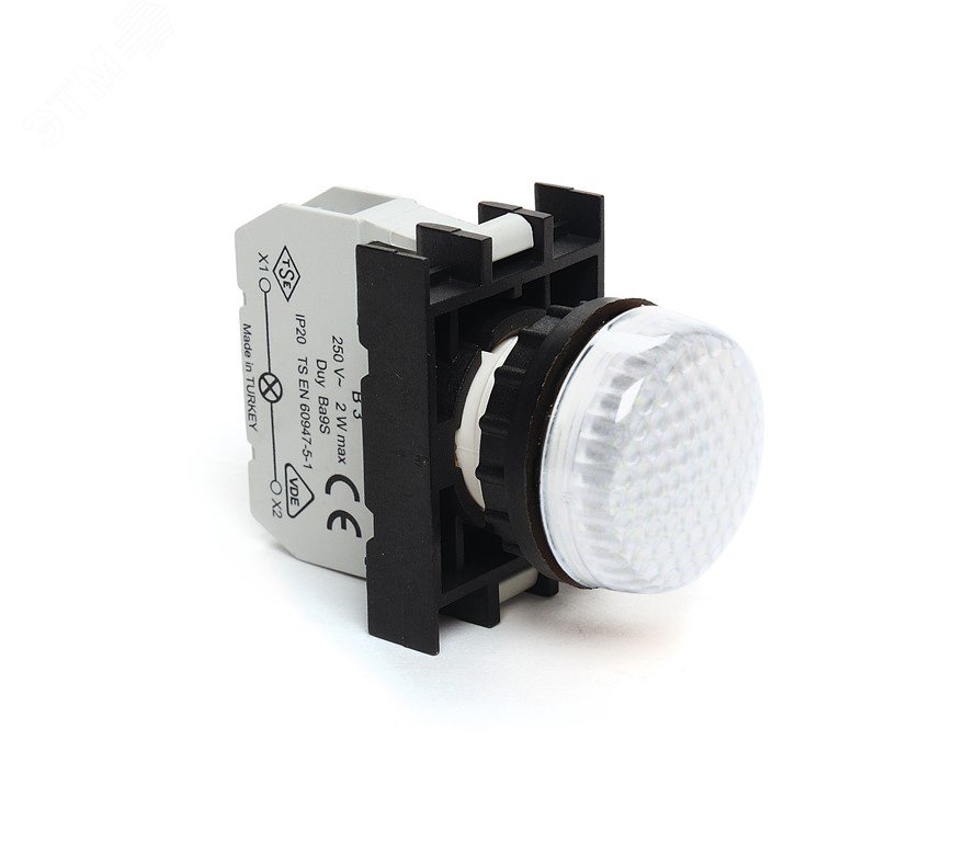 Изображение товара Сигнальная арматура с блоком подсветки BB (белый светодиод, 100-230В AC), белый цвет, серия B, IP50 (шт)