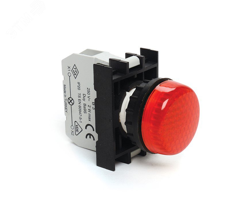 Изображение товара Сигнальная арматура с блоком подсветки BK (красный светодиод, 100-230В AC), красный цвет, серия B, IP50 (шт)