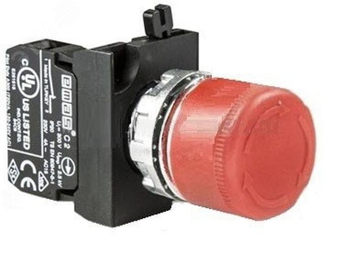 Изображение товара Кнопка аварийная Грибок 30мм 1НЗ с возвратом поворотом