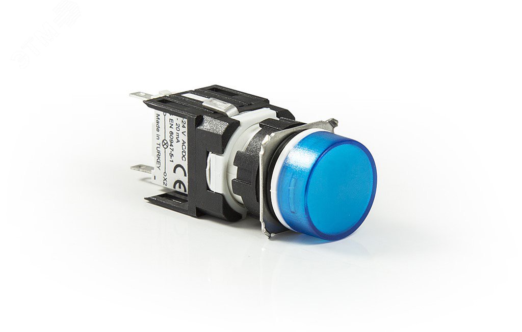 Изображение товара Арматура светосигнальная EMAS D070YXM 24В синяя подсветка Изображение товара Арматура светосигнальная EMAS D070YXM 24В синяя подсветка