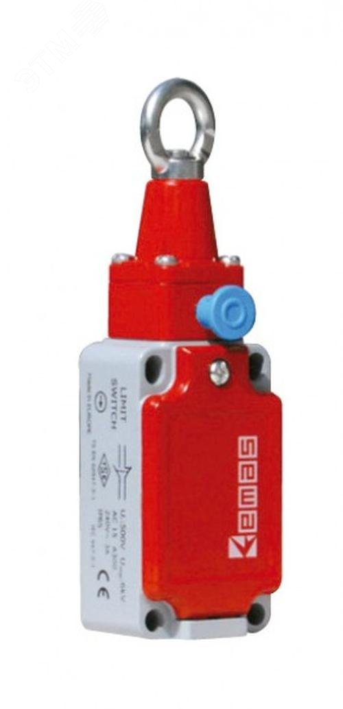 Изображение товара Выключатель концевой, привод металлическое кольцо, со сбросом 1НЗ+1НО, мгновенное срабатывание, L52, металлический корпус 240В AC, 3А, IP65 (шт)