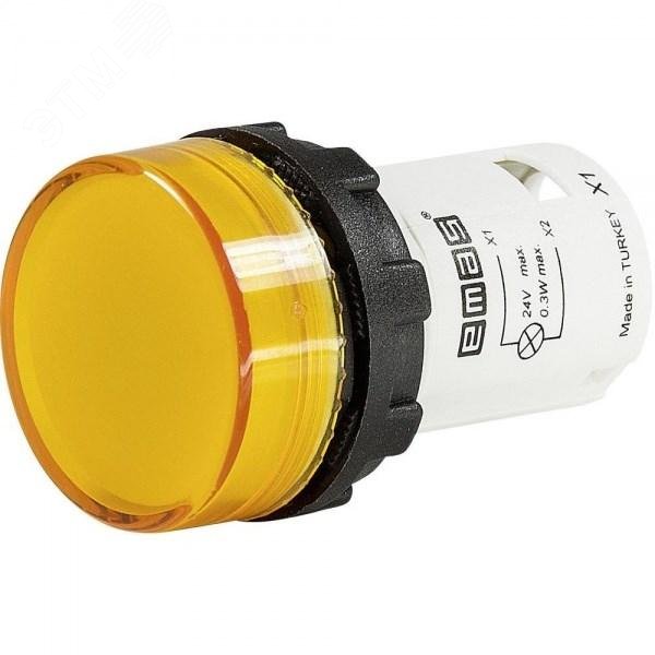 Изображение товара Сигнальная арматура моноблочная с линзой жёлтая серия MB 24В AC/DC IP54