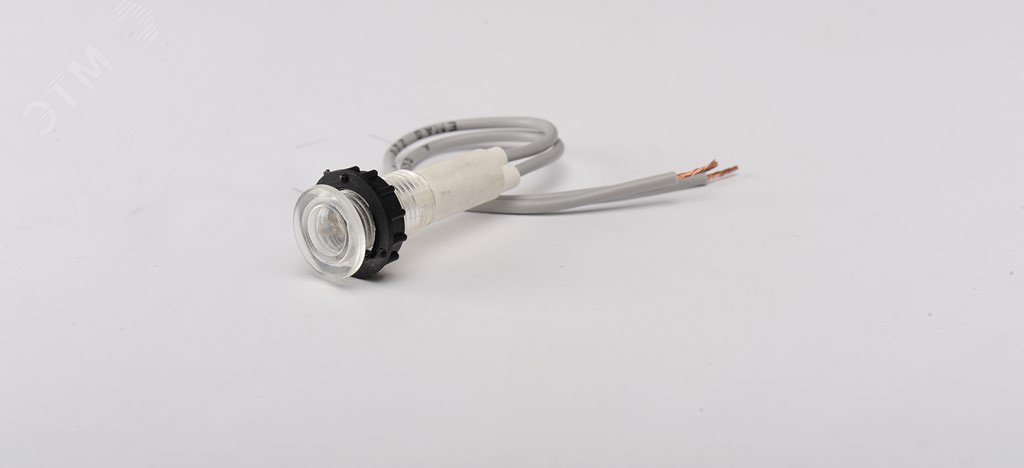 Изображение товара Сигнальная арматура 10мм, белый цвет, светодиод, кабель 12см, 24В AC/DC (шт)