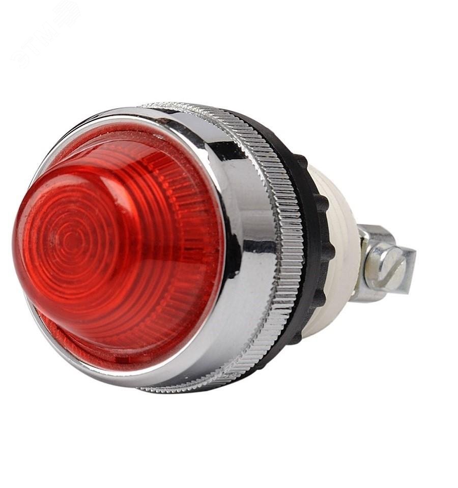 Изображение товара Сигнальная арматура 22мм, красный цвет, лампа накаливания, коническая линза, 230В AC (шт)