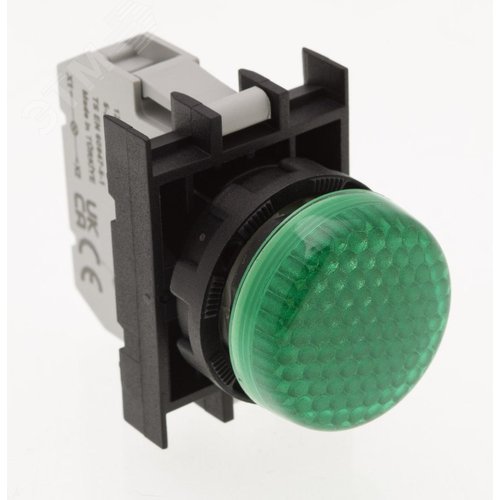 Изображение товара Арматура сигнальная с блоком подсветки B9 (зеленый светодиод, 12-30В AC/DC), зеленый цвет, серия B, IP50 (шт)