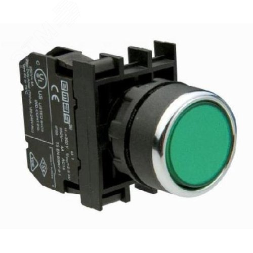 Изображение товара Кнопка 1НО , зеленый цвет, серия B, 250В AC, 4А , IP50 (шт)
