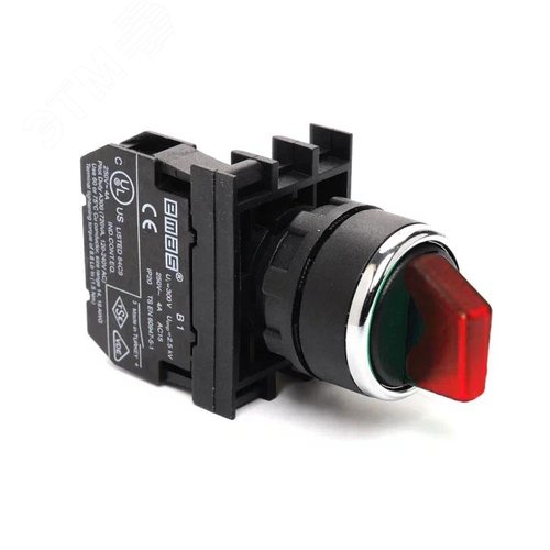 Изображение товара Переключатель 0-1 (1НО), с фиксацией, красный цвет, без блока подсветки, серия B (250В AC, 4А), IP50 (шт)