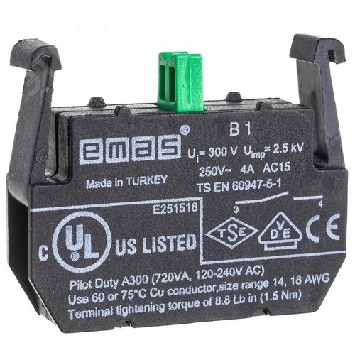 Изображение товара Блок-контакт Старт, 1НО, серия B, 250 В AC, А (шт)