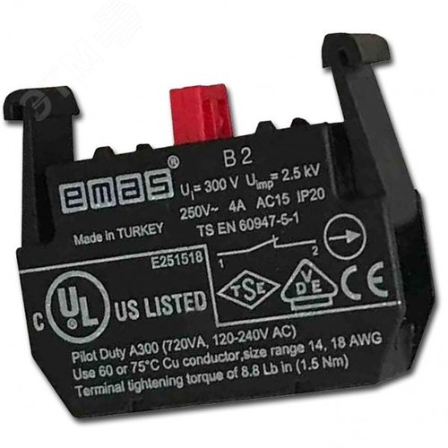 Изображение товара Блок-контакт Стоп (1НЗ), серия B, 250В AC, 4А (шт)