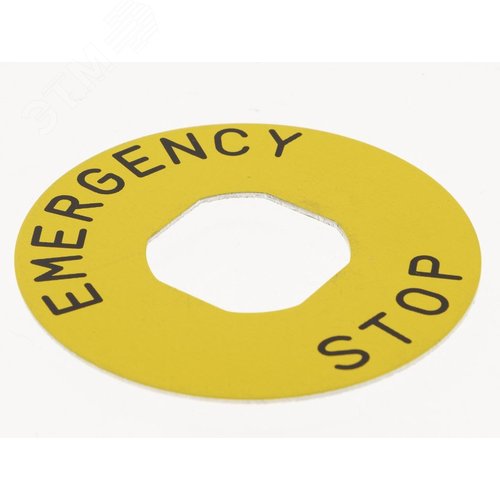 Изображение товара Табличка 60мм, с маркировкой EMERGENCY STOP алюминий (шт)