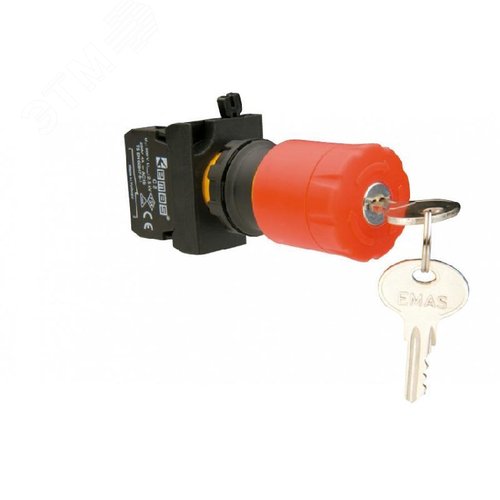 Изображение товара Кнопка аварийная Грибок 30мм (1НЗ), возврат поворотом,с ключом, серия CP (250В AC, 4А), IP65 (шт)