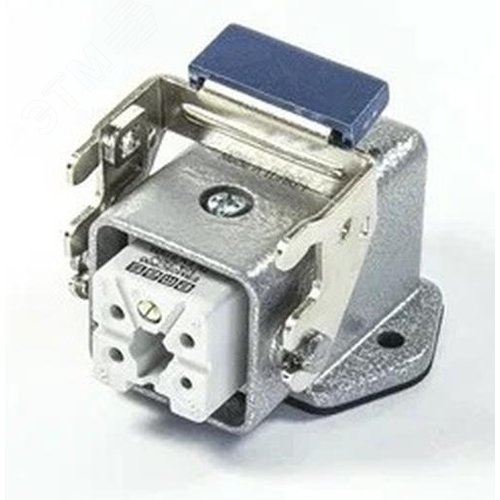 Изображение товара Угловой кожух с гнездом металлический, 5 полюсов, 10A, нижний ввод (PG 11), фиксаторы металл, IP65 (шт)