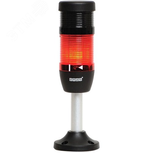 Изображение товара Колонна сигнальная 50 мм, одноцветная (красный цвет), с зуммером, светодиод LED, алюм. патрубок 100 мм с основанием, 24В AC/DC, IP40 (шт)