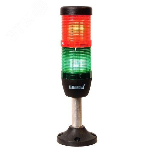 Изображение товара Колонна сигнальная 50 мм, 2 цвета (красный, зеленый), светодиод LED, алюм. патрубок 100 мм с основанием, 24В AC/DC, IP40 (шт)