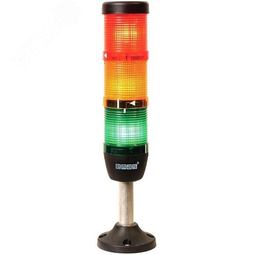 Изображение товара Колонна сигнальная 50 мм, 3 цвета (красный, зеленый, жёлтый), стробоскоп FLESH, алюм. патрубок 100 мм с основанием, 24В AC/DC, IP40 (шт)