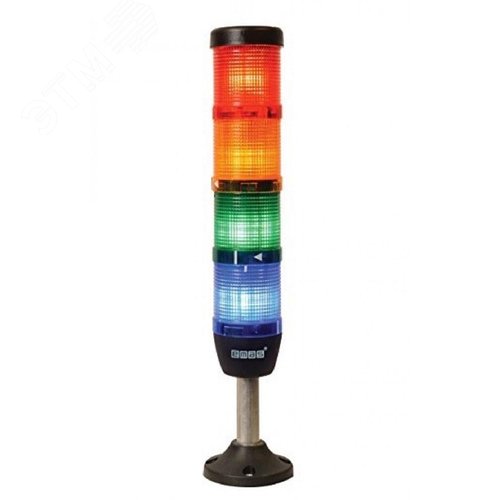 Изображение товара Колонна сигнальная 50 мм, 4 цвета (красный, зеленый, жёлтый, синий), стробоскоп FLESH, алюм. патрубок 100 мм с основанием, 24В AC/DC, IP40 (шт)