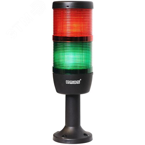 Изображение товара Колонна сигнальная 70 мм, 2 цвета (красный, зеленый), светодиод LED, пласт. патрубок 100 мм с основанием, 220В AC, IP40 (шт)