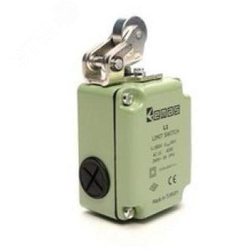 Изображение товара Выключатель концевой, привод однонаправленный металлический ролик 22 мм с угловым действием 1НЗ+1НО, мгновенное срабатывание, L1, алюминиевый корпус 240В AC, 3А, IP41 (шт)