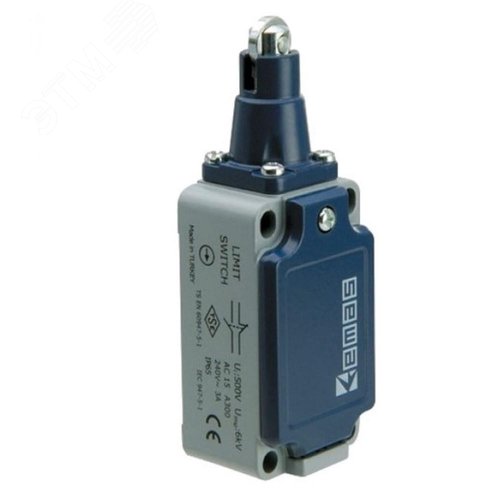 Изображение товара Выключатель концевой, привод роликовый 11 мм металлический плунжер 1НЗ+1НО, синхронное срабатывание, L52, металлический корпус 240В AC, 3А, IP65 (шт)