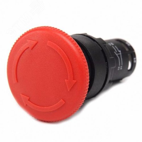 Изображение товара Кнопка аварийная Грибок моноблочная, 40мм (1Н З),возврат поворотом, серия MB (240В, 0,3А), IP50 (шт)