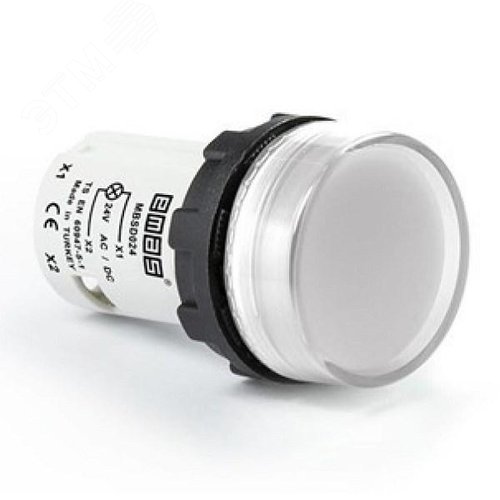 Изображение товара Арматура сигнальная моноблочная плоская линза белый цвет серия MB 24В AC/DC IP54 (шт)