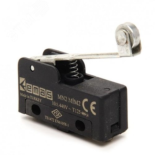 Изображение товара Мини-выключатель, привод роликовый рычаг 49мм (1ПК), пластиковый корпус (250В AC, 10А) (шт)