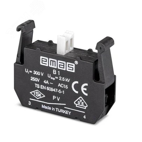Изображение товара Блок-контакт (1НО) для пультов управления серии PV (250В AC, 4А) (шт)