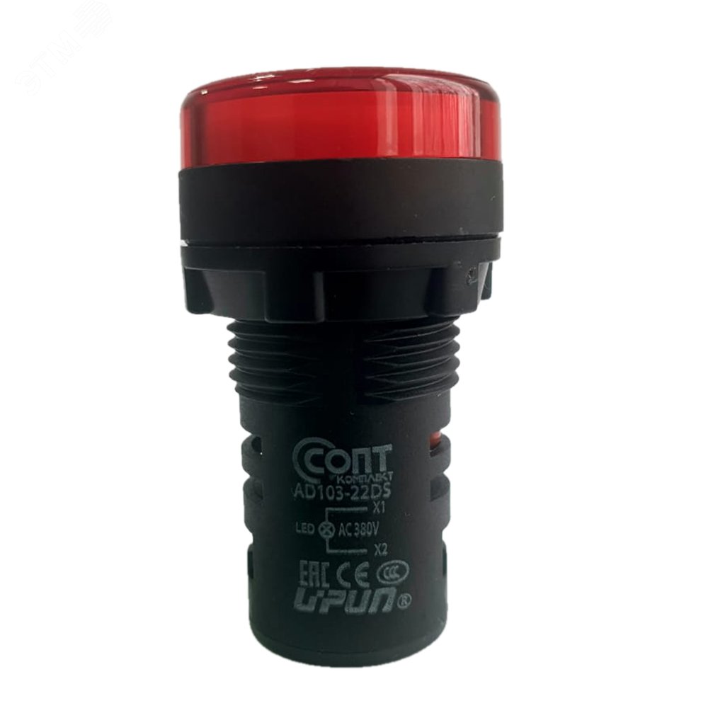 Изображение товара Лампа сигнальная UPUN AD103-22DS красного цвета 380В LED